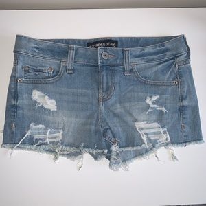 Express Denim Shorts Distressed